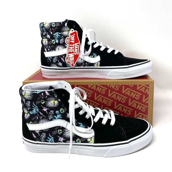 Vans Other - Vans SK8-HI Paradise Floral Black Suede Shoes White Out Sole Men's VN0A32QG3VD